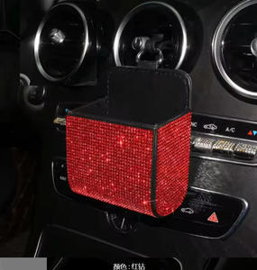 Caja de almacenamiento para coche con diamantes, soporte para <span class=keywords><strong>teléfono</strong></span>, para rejilla de ventilación, multifunción, de cuero, con diamantes, bolsa de <span class=keywords><strong>basura</strong></span> - Product Image 3