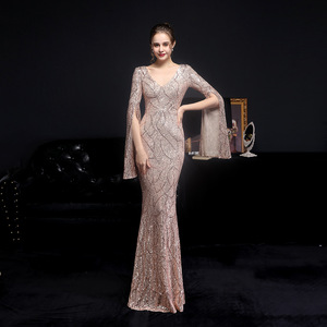 Sequins uzun ince zarif parti elbise Fishtail <span class=keywords><strong>abiye</strong></span> yeni Model - Product Image 5