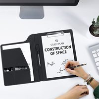 Carpeta de cuero A4 para conferencias, funda de portafolio de negocios con almohadilla de escritura de tamaño A4 y letra, portapapeles, tarjeteros