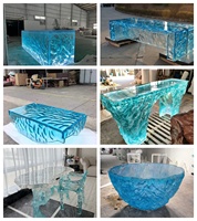 Table basse de luxe moderne en résine transparente, table d'appoint artistique haut de gamme, mobilier de maison personnalisable pour la réception