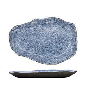 Assiette plate Oyster Granilla bleue 30x22cm, vaisselle abstraite - Product Image 2