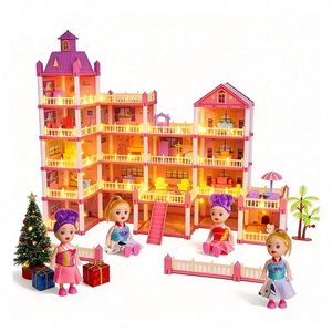 Gran casa de plástico con dormitorio, cocina, baño, balcón, muebles, para contar historias, juego de simulación, juguete DIY, regalo - Product Image 1