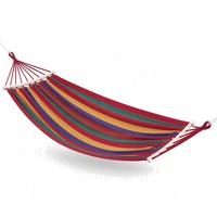 Hamac en toile avec barre de maintien en bois, lit suspendu rayé en polycoton, 260x80cm, capacité de charge de 120kg, pour le camping en plein air