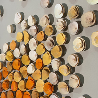 Décoration murale abstraite moderne en MDF 3D fait main, base carrée, cadre marron, idéale pour la décoration d'hôtels et de maisons
