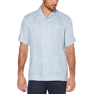 OEM фабрика, женские рубашки, рубашки с кубинской мексиканской мужской льняной рубашкой с коротким рукавом