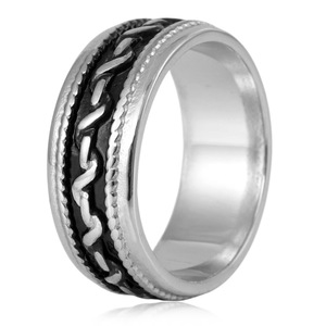 yunnique Men's <b>Titanium</b> Steel <b>Ring</b> Silver Geometric Design Retro Hip Hop Style Index Finger Jewelry Gift - Product Image 3