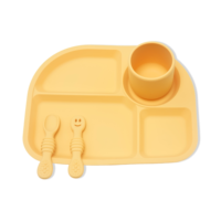Ensemble repas pour enfants en silicone de qualité alimentaire non toxique avec cuillère à compartiments, sans BPA – Produits de sécurité pour bébés axés sur le confort et la sécurité de votre enfant