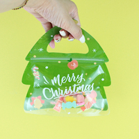 Emballage cadeau pour nourriture pour animaux de compagnie en forme de Père Noël avec fermeture éclair en Mylar imprimé personnalisé Joyeux Noël, pour bonbons, biscuits, collations