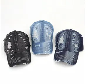 قبعة جينز ذات تصميم مخصص للجنسين من 6 مواد قبعات غير منظمة من 6 مجموعات