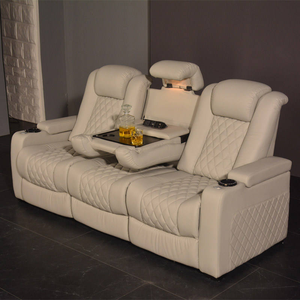Sillones Modernos para <span class=keywords><strong>Cine</strong></span> en Casa con Consola de Tela, 4 Colores, Iluminación Ambiental, Altavoces Bluetooth, Puertos USB y Tomas de Corriente Integradas - Product Image 3