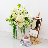 Tren Baru Rangkaian Bunga Pernikahan Buatan Tangan Putih Hijau Buket Calla Lily Buatan Mawar Hydrangea Bola Bunga 60cm