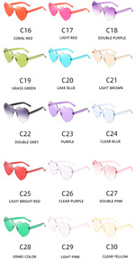 Lunettes de soleil en forme de cœur, mignonnes, unisexes, légères, confortables, protection UV400, sans monture, design miroir, vente en gros - Product Image 5
