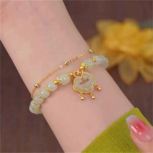 Chinese Style Auspicious Cloud Peace Lock Hetian Jade Bracelet For Women Everyday Wear Geometric Design Jewelry - Product Image 4