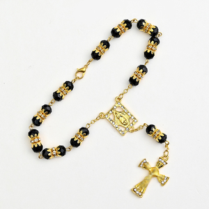 Pulsera <span class=keywords><strong>de</strong></span> <span class=keywords><strong>Rosario</strong></span> Católica, Chapada en Oro, con Cruz <span class=keywords><strong>de</strong></span> Aleación, <span class=keywords><strong>Virgen</strong></span> María <span class=keywords><strong>de</strong></span> Guadalupe, Colgante <span class=keywords><strong>de</strong></span> Cristal, Joyería Religiosa - Product Image 2