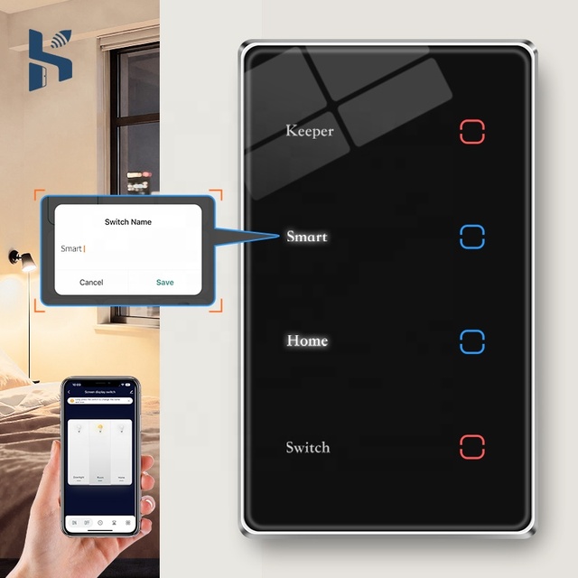 Zigbee Smart Wall Light Switch US Tuya Smart Home Products Devices LED Name Display Glass Touch Panel APP Remote Control