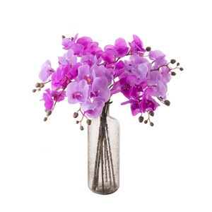 CallaFloral Phalaenopsis Orchidées Artificielles en PVC Caoutchouc Souple Décoration de Mariage Jaune Violet Foncé MW18905 - Product Image 5