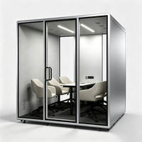 Cabine de réunion partagée pour 6 personnes, cabines d'intimité, cabines de studio d'enregistrement, panneaux acoustiques en verre, cabine insonorisée pour bureau