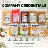 Perles de Boba Éclatantes 1kg Sac 880g Pot 5 Saveurs : Châtaigne d'eau, Haricot Rouge, Orge, Avoine pour Salons de Thé Boba