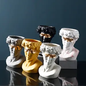 Nordic Ins Scultura In Ceramica Viso Vaso Per La Testa di Fiori Vasi di Decorazione Ornamenti Per Il Fiore Secco di Arte