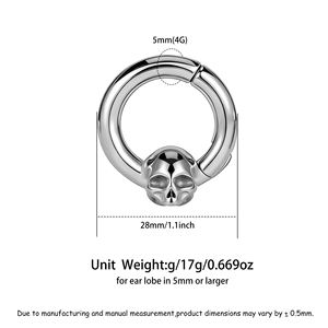Evorte Totenkopf-Ohrstecker & Tunnel-Schmuck aus 316L Chirurgenstahl Schwarz/Vergoldet Pfeilspitzenform Unisex Körperpiercing - Product Image 6