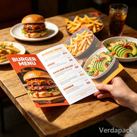 Menu de restaurant personnalisé en papier tri-plié en couleur, impression offset, logo personnalisé pour la restauration rapide, les restaurants de hamburgers, les cafés, les bistrots