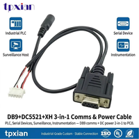 DB9-Buchse auf DC5521 + XHP-4 2,5mm Pitch Y-Split-Kabel RS232 Serieller Anschluss Strom-Kombikabel für SPS-Steuerung Automatisierung Kundenspezifische Verkabelung