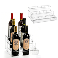 Étagère de présentation en acrylique, porte-bouteilles à vin en forme d'escalier à 3 niveaux, support de rangement pour sirops de café, étagère de rangement à plusieurs niveaux