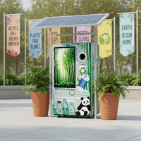 Machine de recyclage intelligente pour bouteilles de boissons, distributeur inverse (RVM), compacteur, scanner, IA, aluminium, écran tactile LCD