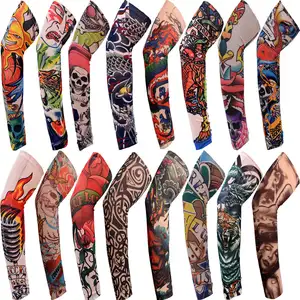 Mangas de brazo de tatuaje de imagen multicolor artes corporales frescas para hombres y mujeres protección de bloque solar Uv para fiestas de actividades Ourdoot