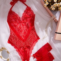 Vente chaude Lingerie De Luxe Brodé Fleur Dentelle Sexy Ouvert Entrejambe Combinaison Fuite Dos Amusant Lingerie Femmes Sous-Vêtements Serrés