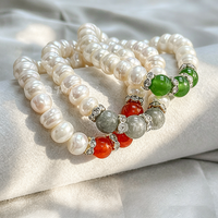 Bracelet de perles d'eau douce naturelles vintage Muses Jewels en promotion, 7mm-8mm, sur cordon élastique, bijou de déclaration orné de diamants, idéal pour les fêtes et les cadeaux