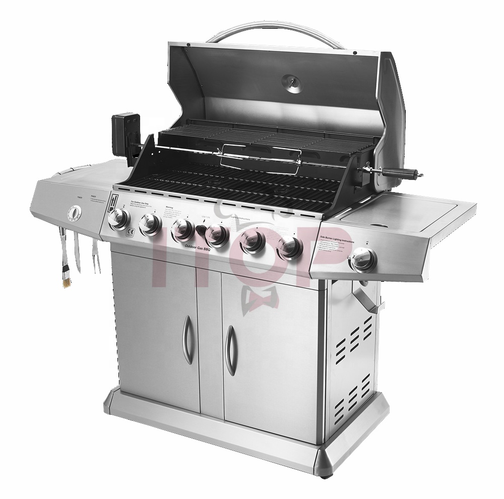 Beliebte garten grill grill im freien holzkohle bbq grill handels heavy duty gas gill mit trolley