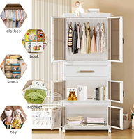 Armoire portable pour enfants, organisateur de placard en plastique avec porte magnétique, armoire pliable, armoire de rangement pour chambre à coucher