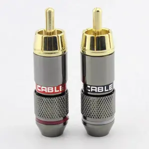 Conector de tomada de som RCA de metal de alta qualidade, solda banhada a ouro 24K, conector de som para alto-falante