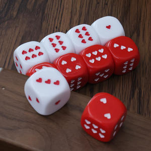 ลูกเต๋าอะคริลิค25มม. สีแดงและขาวอุปกรณ์ประกอบฉากเกมลูกเต๋าคู่รูปหัวใจลูกเต๋าเกมสนุกขายส่ง - Product Image 4