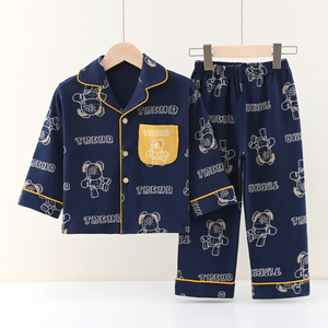 Conjunto <span class=keywords><strong>de</strong></span> <span class=keywords><strong>Pijama</strong></span> Infantil 100% Algodón, Casual, Térmico, <span class=keywords><strong>para</strong></span> Niños y Niñas, Cuatro Estaciones, Estampado <span class=keywords><strong>de</strong></span> Dibujos Animados, Manga Larga, Transpirable, Suave y Cálido - Product Image 4