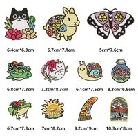 Offre Spéciale nouveau rond forme animale fleur Cactus champignon conception fer sur broderie patchs Badge pour la décoration