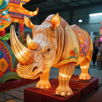 Lanternes de festival chinoises, lanternes géantes réalistes en forme de rhinocéros, spectacle de lumière pour les parcs d'attractions et les zoos en plein air, décoration commerciale