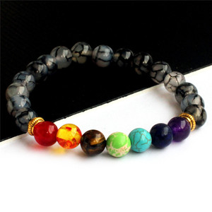 Wholesale New Style Colorful Beaded Bracelet Natural <b>Stone</b> <b>Beads</b> Healing Energy Lava <b>Stone</b> Crystal Round Stretch Bracelet - Product Image 2