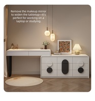 Nouvelle coiffeuse style crème : Table de maquillage en bois massif, combinant armoire de rangement et commode, pour chambre moderne et minimaliste