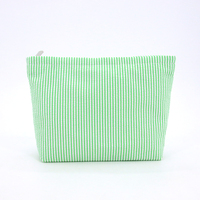 Trousse de Toilette Rayée Tendance à Grande Capacité en Polyester, Pochette de Voyage Cosmétique d'Été à Fermeture Éclair, Personnalisable et Très Vendue