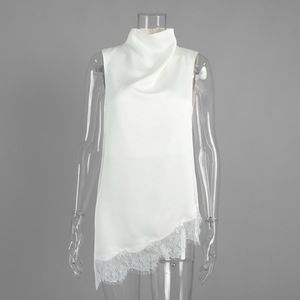 Débardeurs en satin tendance et sexy pour femmes, hauts sans manches à col montant en <span class=keywords><strong>dentelle</strong></span>, style Y2K, décontractés, pour la <span class=keywords><strong>plage</strong></span> et l'été - Product Image 6