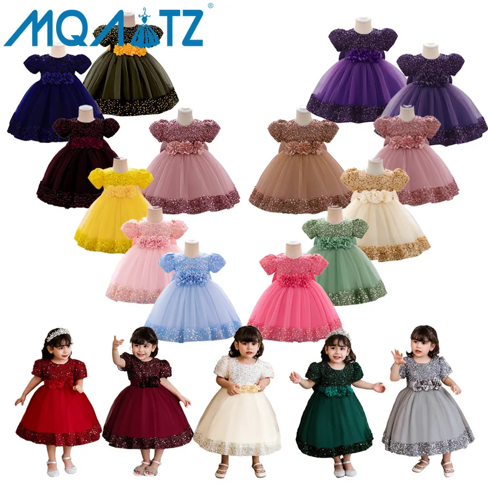 MQATZ gaun kontes anak perempuan balita berpayet gaun pesta ulang tahun anak balita formal N2116