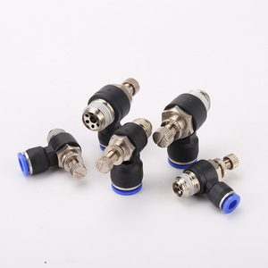 Vanne de régulation de vitesse à raccord rapide pneumatique SL avec connecteur de raccordement SL4-M5/6-01/8-02/10-03/12-04 inclus - Product Image 3