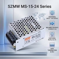 Mini SZMW MS-15W-24 Alimentation AC-DC 24V0.7A Certifiée CE RoHS à Faible Ondulation SMPS pour Bande LED, Verrou d'Accès, Mini Module de Contrôle Industriel