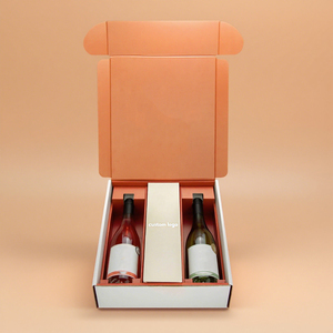 Thân Thiện Với Môi Chai Kép Hộp Sóng Chủ Cho Bia Rượu Sâm Banh Cocktail Rượu Vang <span class=keywords><strong>Vodka</strong></span> Bao Bì Hộp Giấy Sóng Tàu Sân Bay - Product Image 1