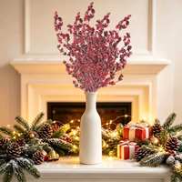 Spray de baies de Noël artificielles écologiques faites à la main avec baies rouges 70 cm pour couronne, guirlande, décoration, vente en gros