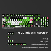 Ensemble de 140 touches PBT Dye-Sub noires et vertes Devil, profil OEM, style Anime pour la personnalisation de claviers mécaniques