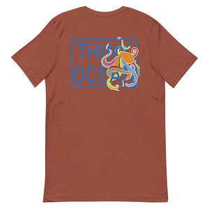 T-shirt brodé en coton fluorescent Think Ocean Octopus - Product Image 4