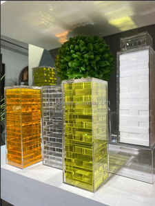 Ensemble de blocs transparents en acrylique transparent brun tourbillonnant de haute qualité personnalisé avec jeu de tour de blocs qui s'effondre - Product Image 3